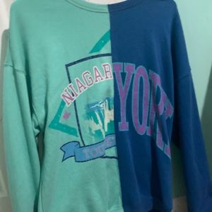 Target Crew neck One half is real and one half is a bark blue